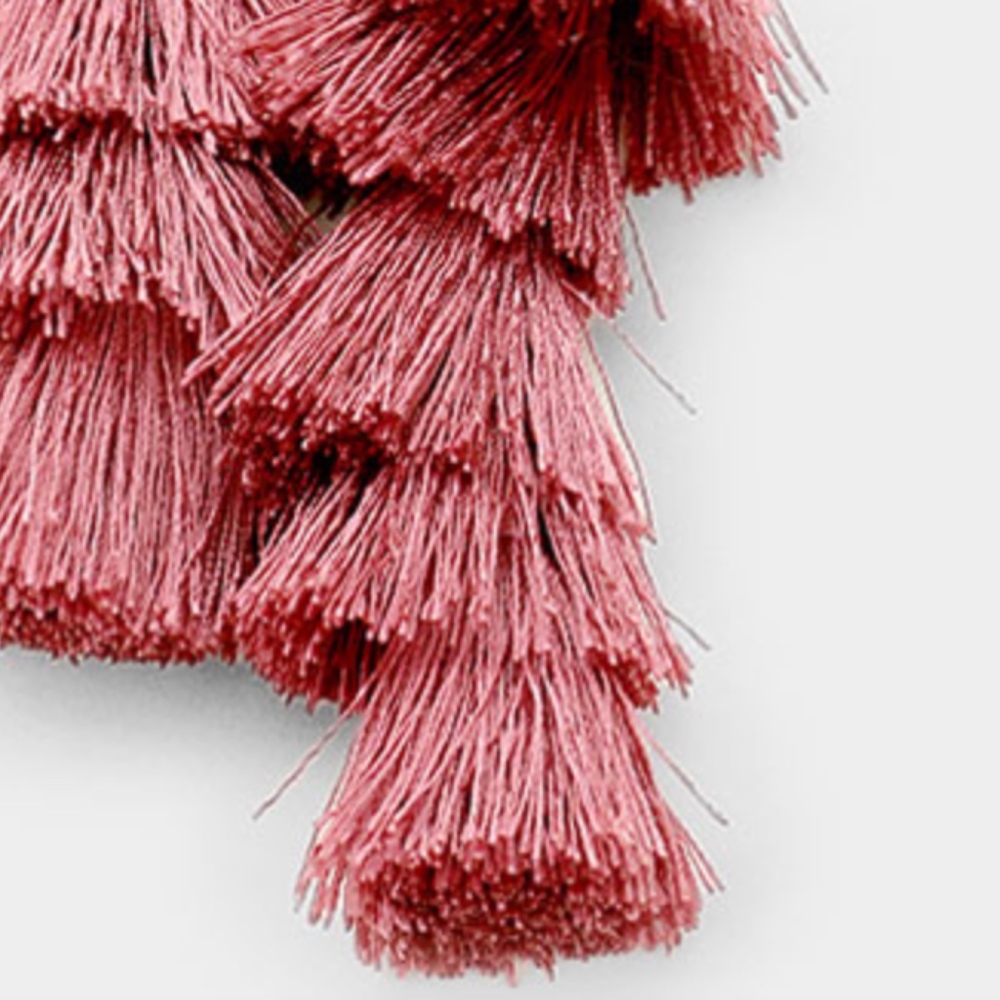 Naya Dusty Rose Tiered Tassel Statement Earrings - Picture 4 of 8